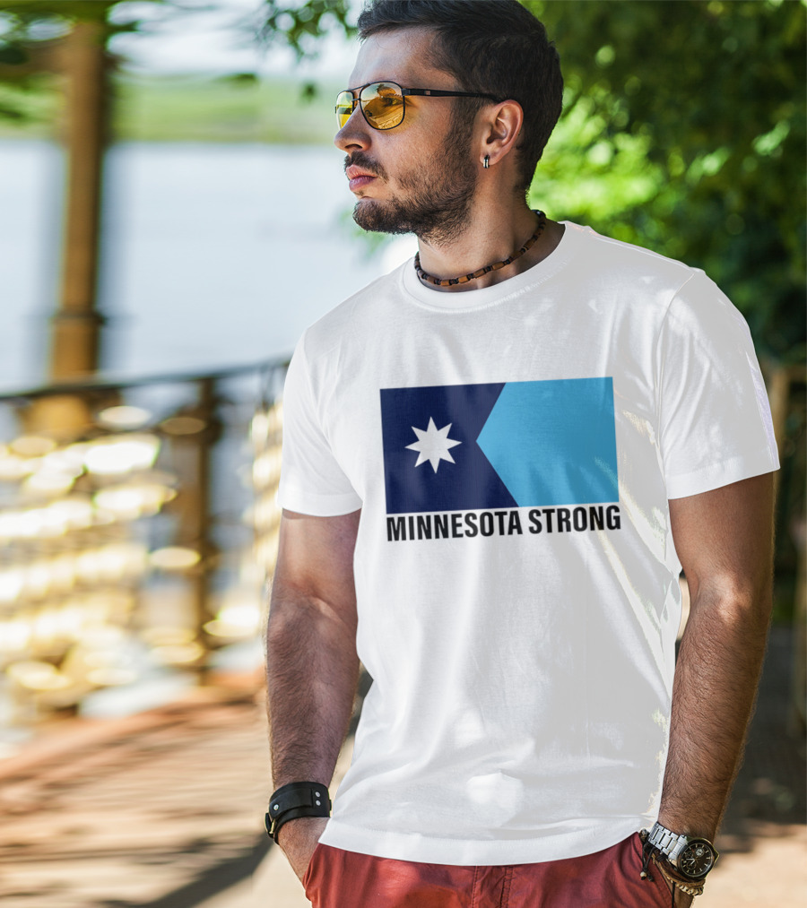Minnesota Strong Star Icon Blue Rectangular Flag T-Shirt