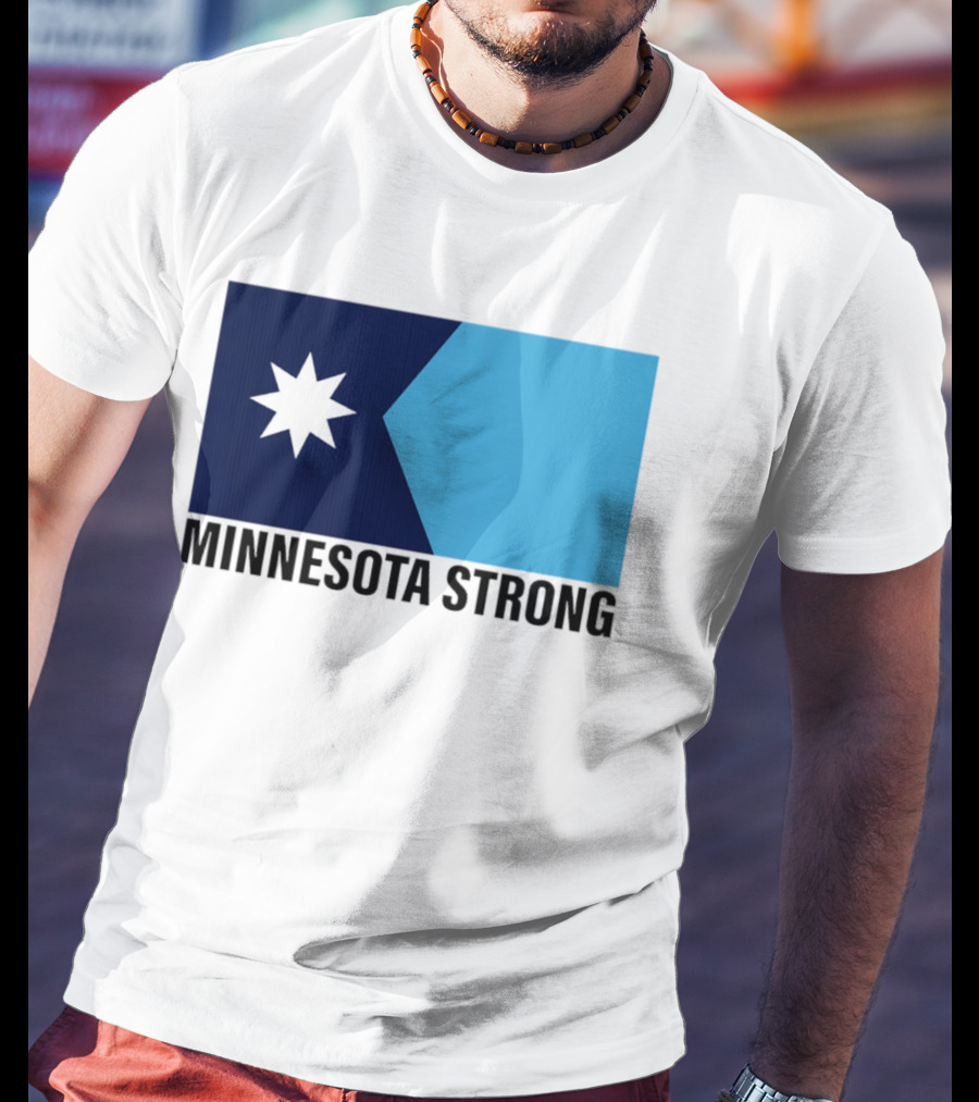 Minnesota Strong Star Icon Blue Rectangular Flag T-Shirt