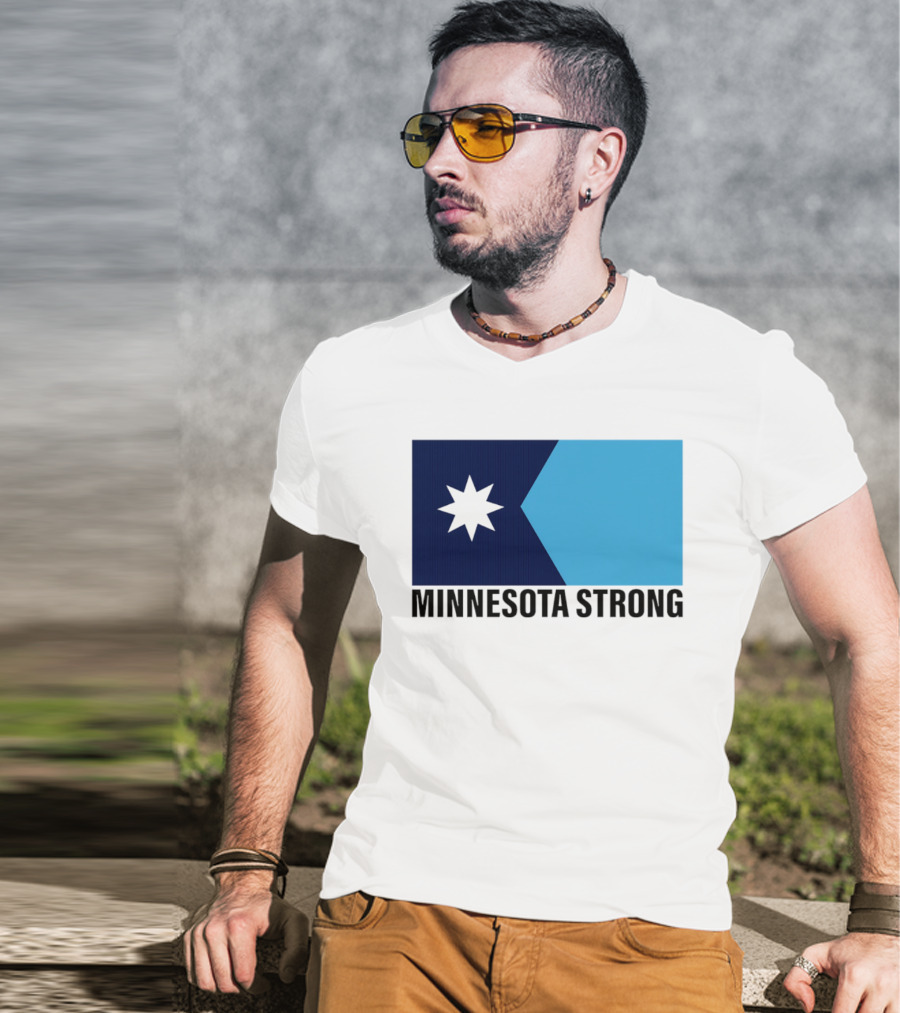 Minnesota Strong Star Icon Blue Rectangular Flag T-Shirt