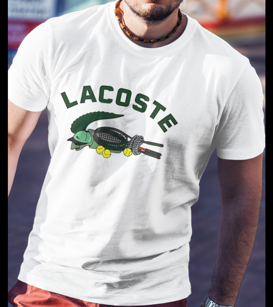 Lacoste Crocodile Tennis Theme With Tennis Balls T-Shirt