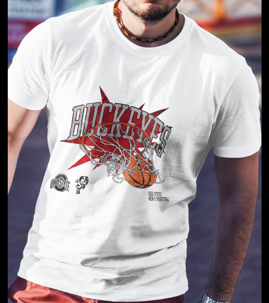 Ohio State Buckeyes Men's Basketball 2026 Dunking Basketball Hoop T-Shirt
