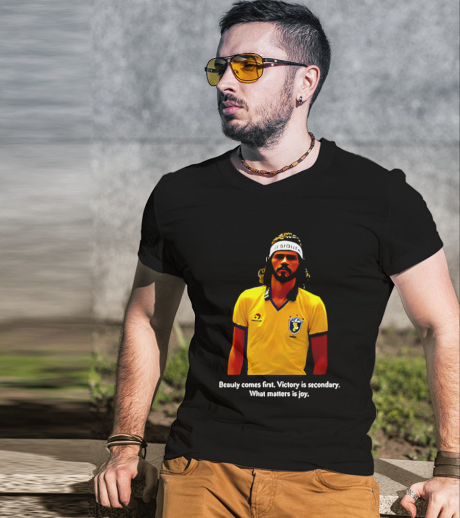 Beauty Comes First Victory Secondary Joy Matters Tennis Player Yellow T-Shirt