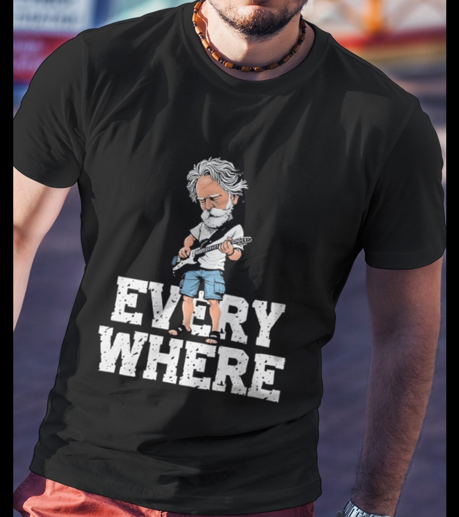 Bob Weir Grateful Dead Everywhere Character With Guitar T-Shirt
