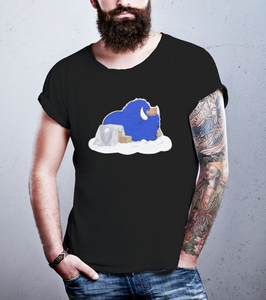 Fredrick The Bison Cozy Blue Fluffy Character By Tom Grossi T-Shirt
