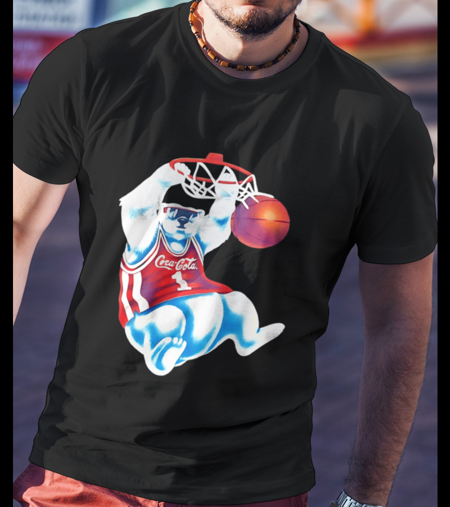 Coca Cola Polar Bear Basketball Dunk Red Jersey T-Shirt