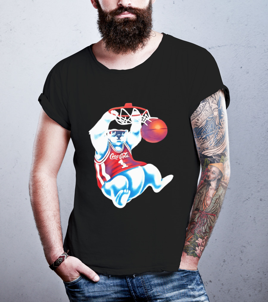 Coca Cola Polar Bear Basketball Dunk Red Jersey T-Shirt