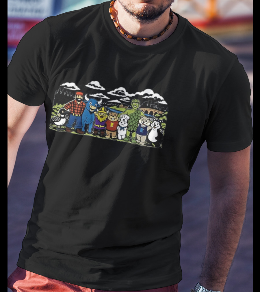 Paul Bunyan And Blue Ox Babe Minnesota Characters With Vikings Gnome T-Shirt