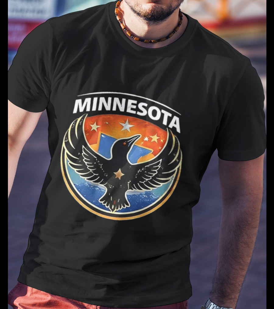 Minnesota Rebel Alliance Star Emblem Black Bird And Starry Shield T-Shirt
