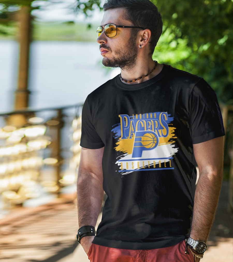 Indiana Pacers Basketball Spilled Paint NBA T-Shirt