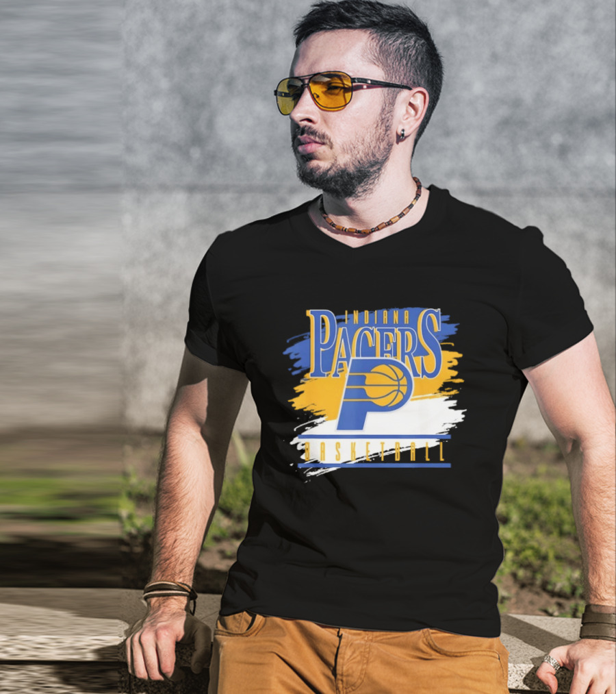 Indiana Pacers Basketball Spilled Paint NBA T-Shirt