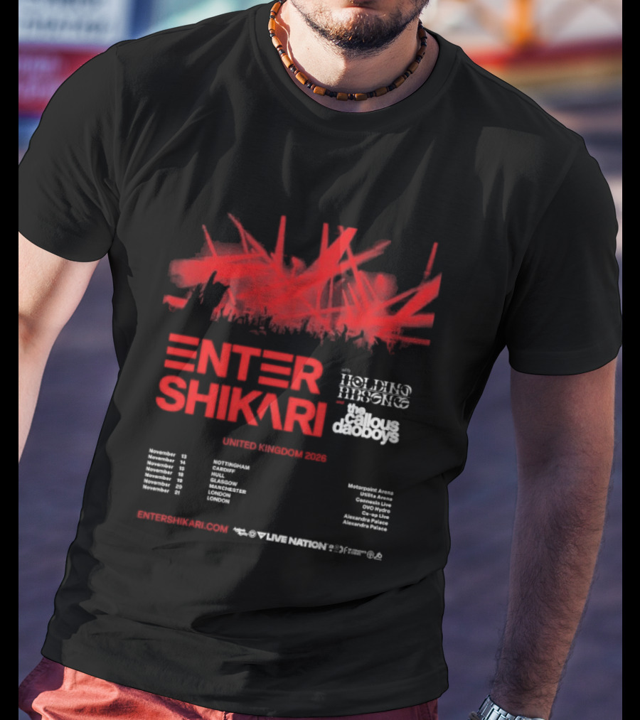 Enter Shikari United Kingdom Tour 2026 Featuring Holding Absence Cody Frost T-Shirt