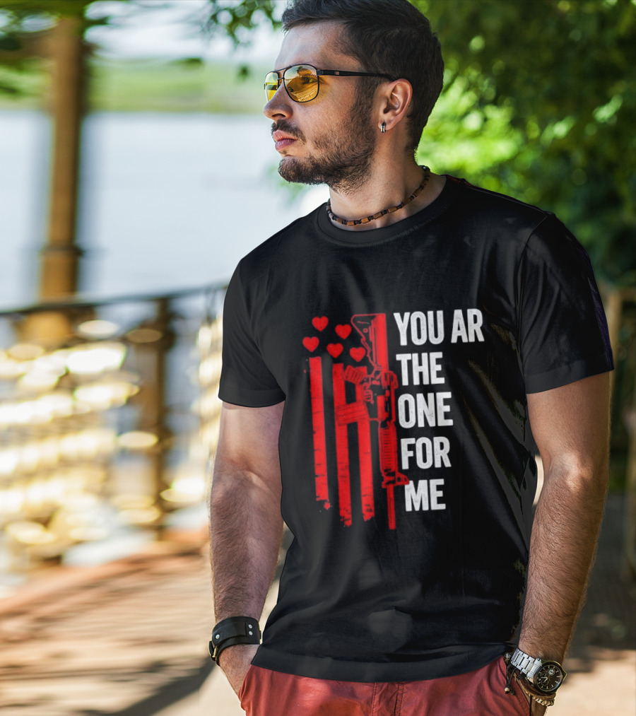 You Ar The One For Me Red Hearts Flag Visual T-Shirt