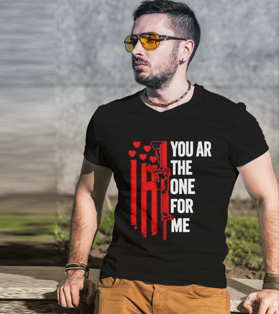 You Ar The One For Me Red Hearts Flag Visual T-Shirt