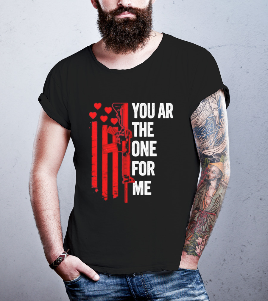 You Ar The One For Me Red Hearts Flag Visual T-Shirt