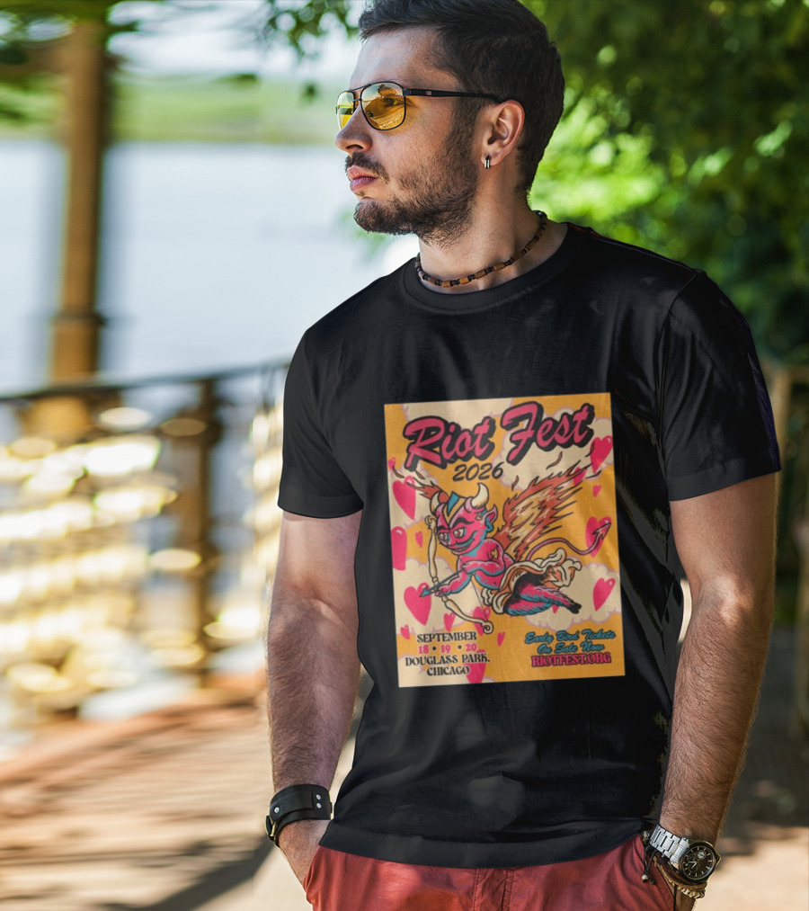 Riot Fest 2026 Douglass Park Chicago Sep 18 19 20 Devil Heart Wings T-Shirt