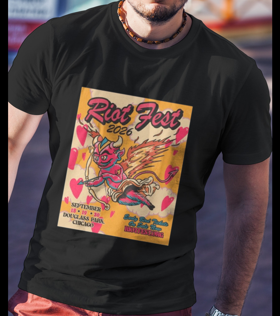 Riot Fest 2026 Douglass Park Chicago Sep 18 19 20 Devil Heart Wings T-Shirt