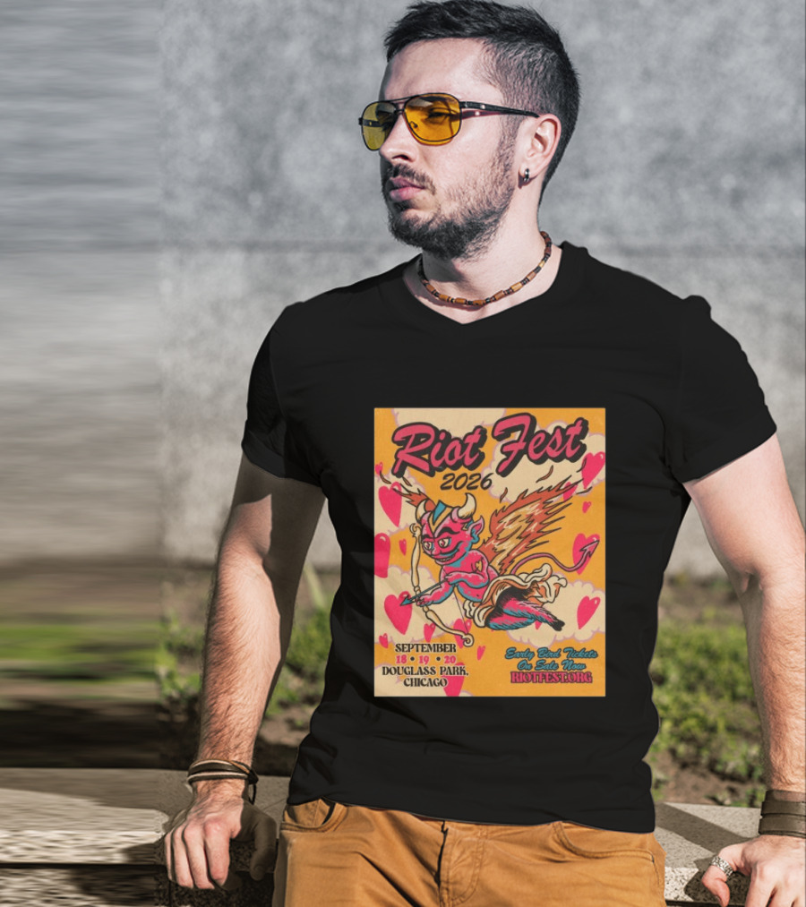 Riot Fest 2026 Douglass Park Chicago Sep 18 19 20 Devil Heart Wings T-Shirt