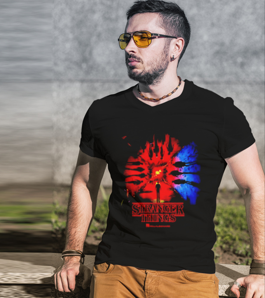 Stranger Things Music From The Netflix Red Blue Monster Burst T-Shirt