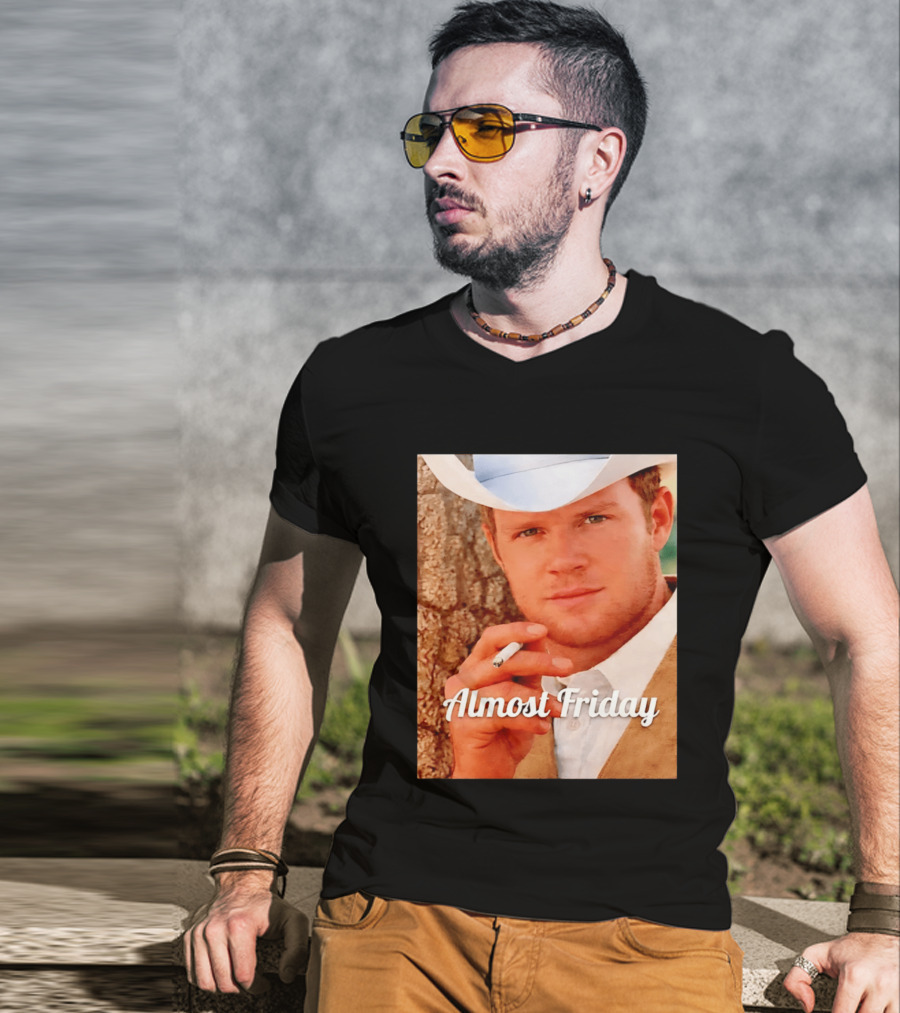 Almost Friday Cowboy Smoking Cigarette T-Shirt
