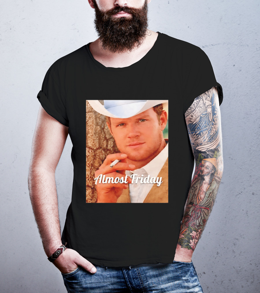 Almost Friday Cowboy Smoking Cigarette T-Shirt