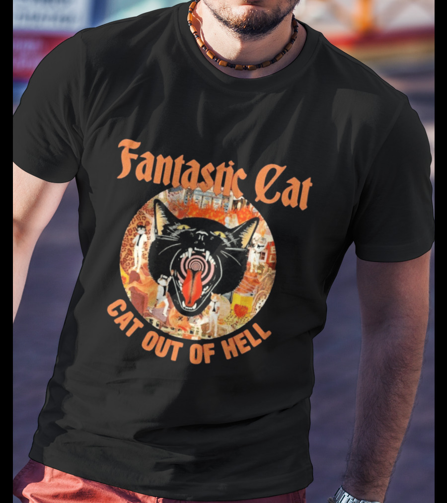 Fantastic Cat Cat Out Of Hell Vintage Rock T-Shirt