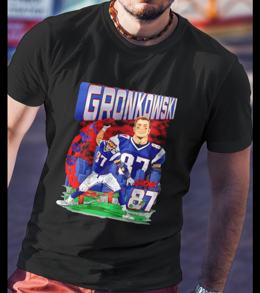 Gronkowski Goat 87 Football Player Tight End Action T-Shirt