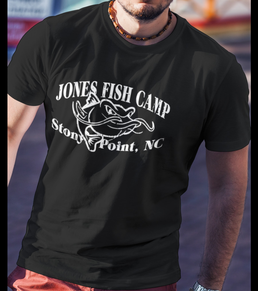 Jones Fish Camp Stony Point NC Fishing Enthusiasts Catfish Drawing T-Shirt