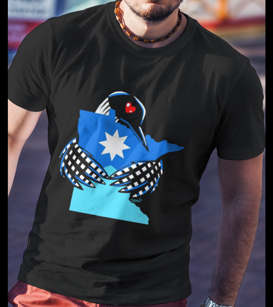 Loon I Love Minnesota Star Symbol Blue T-Shirt