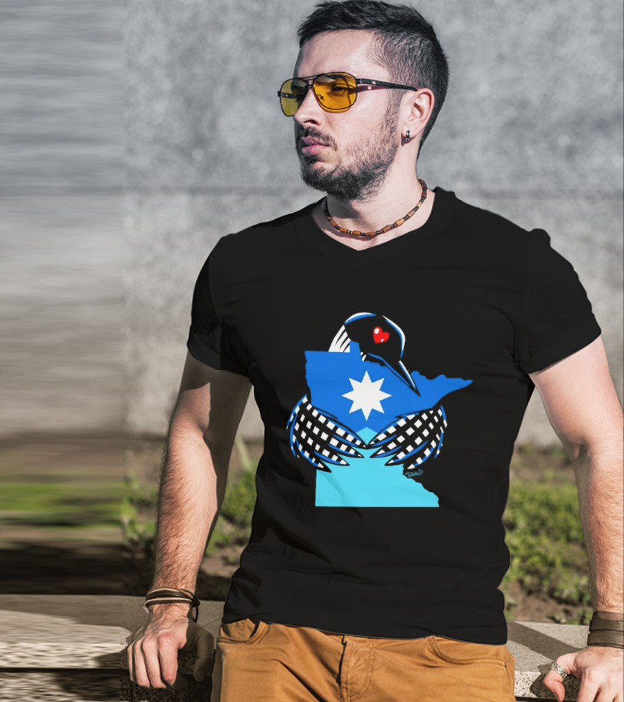 Loon I Love Minnesota Star Symbol Blue T-Shirt