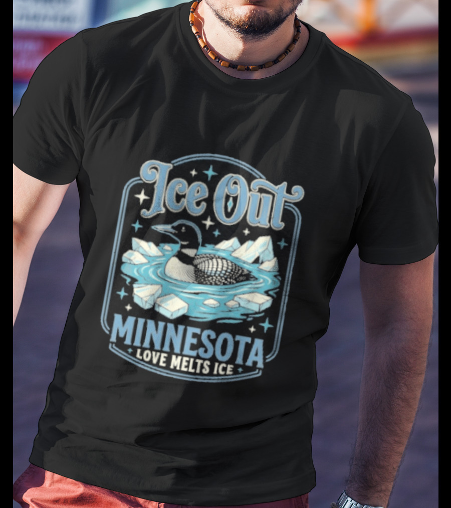 Loon Ice Out Minnesota Love Melts ICE Lake Water Bird T-Shirt