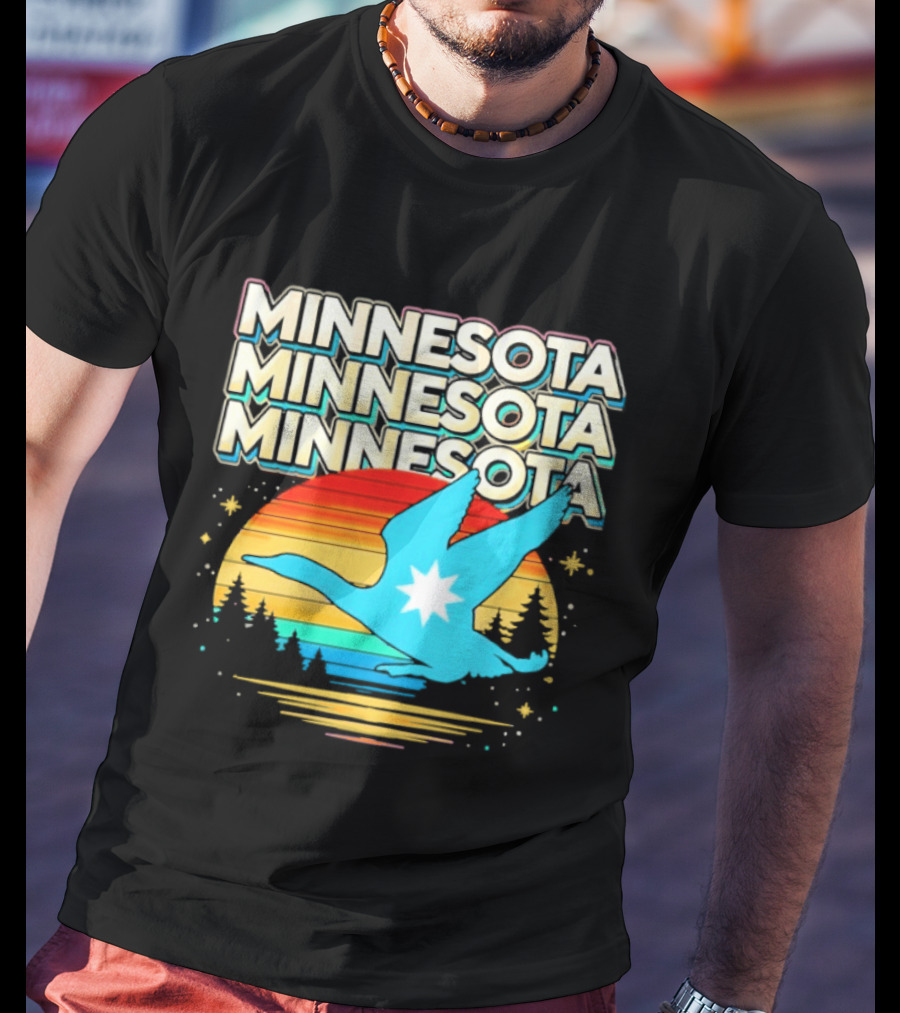 MINNESOTA Resistance 2026 Goose Sunset Forest Scene T-Shirt