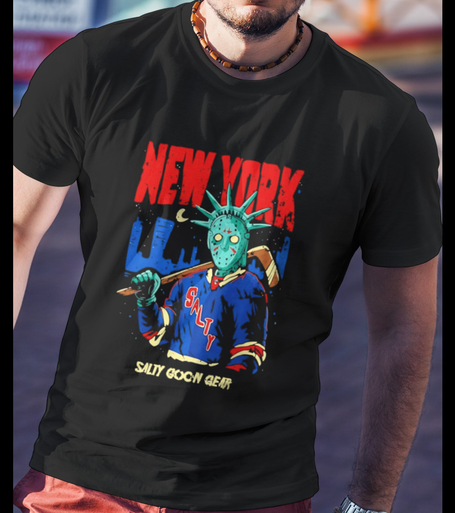 New York Salty Goon Liberty Mask Hockey Player Salty Goon Gear T-Shirt