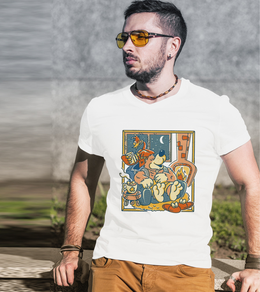 Banjo And Kazooie Cozy Fireplace Retro Gaming Night Moon🌛 T-Shirt