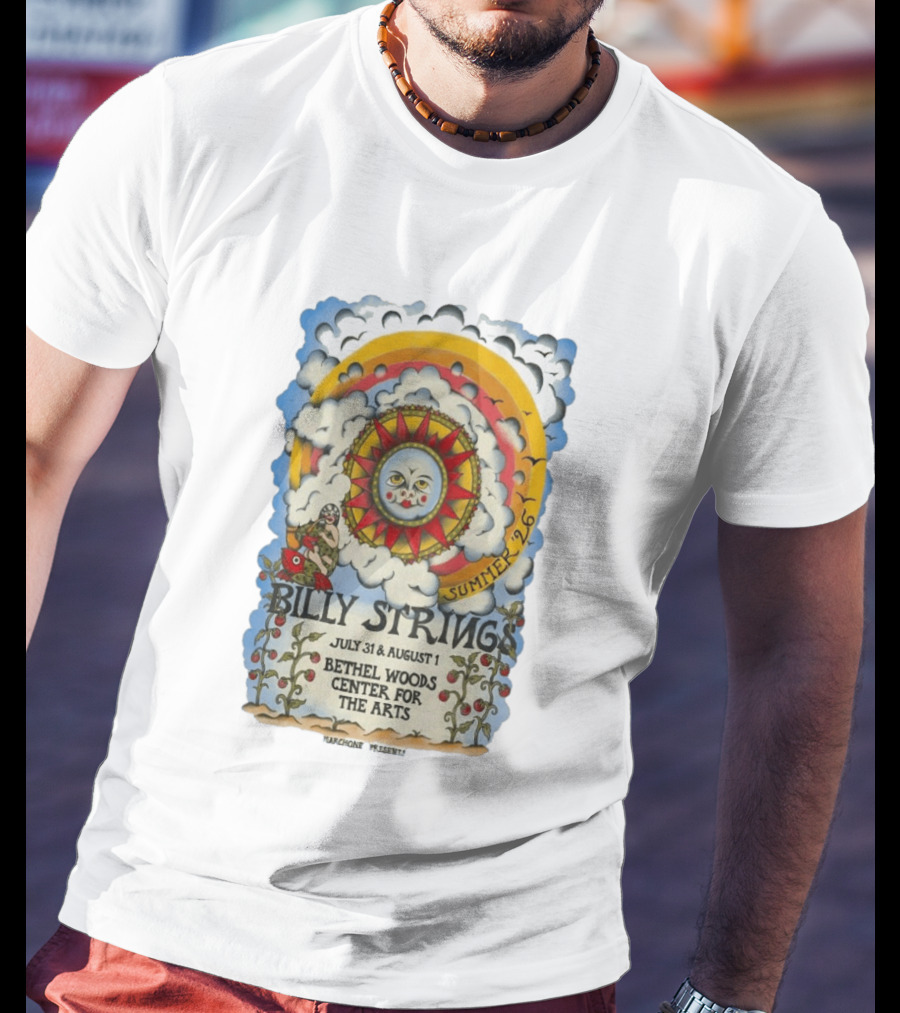 Billy Strings Summer 2026 Bethel Woods Center For The Arts July 31 August 1 Sun Cloud T-Shirt