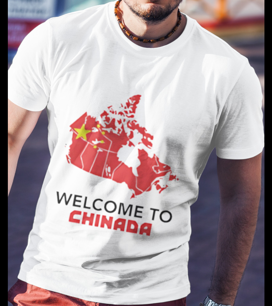 Welcome To Chinada Canada Map Redesign With Bold Text And Yellow Stars T-Shirt