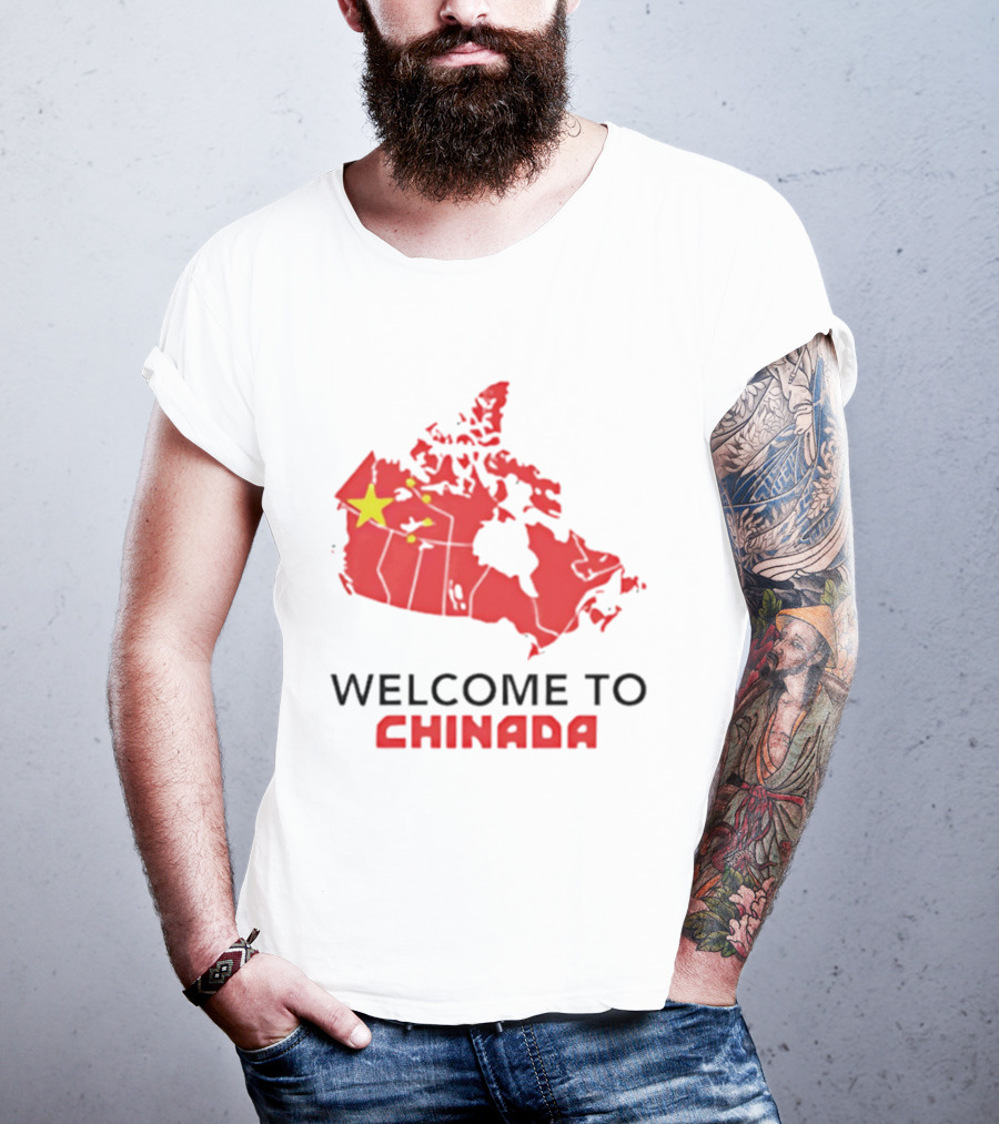 Welcome To Chinada Canada Map Redesign With Bold Text And Yellow Stars T-Shirt
