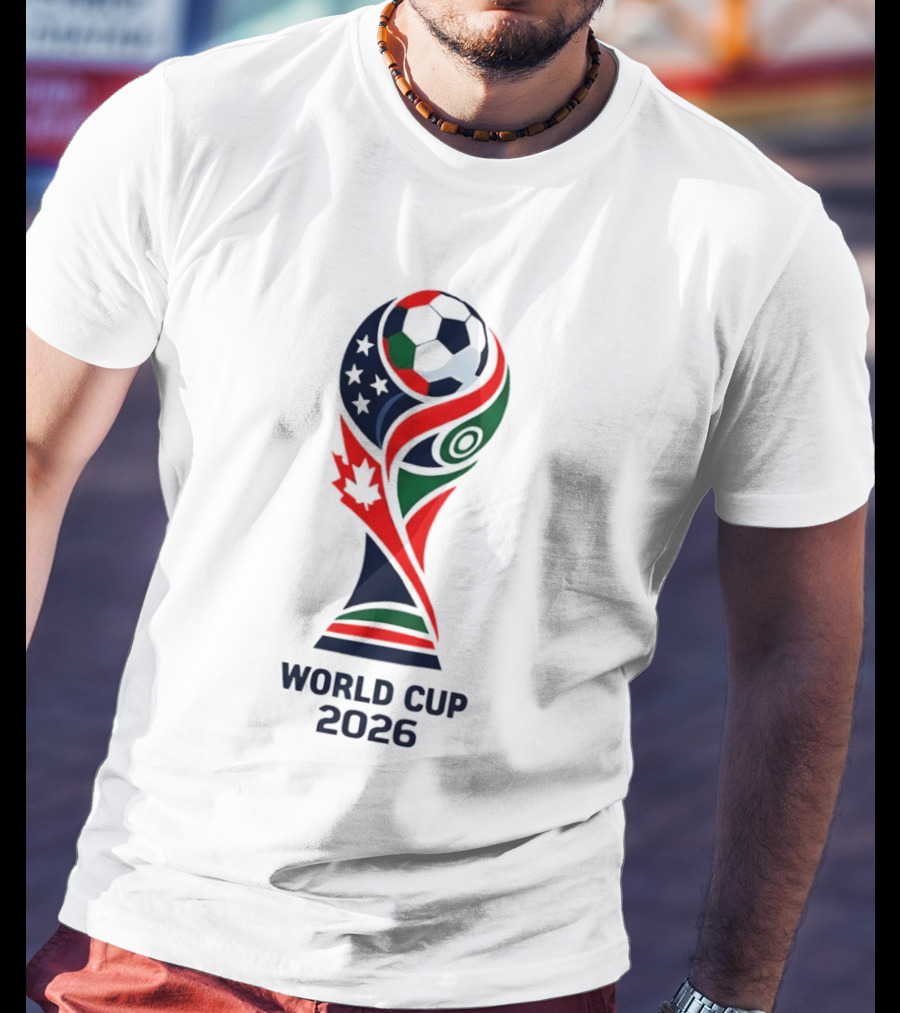 World Cup 2026 Trophy With Soccer Ball And Maple Leaf T-Shirt
