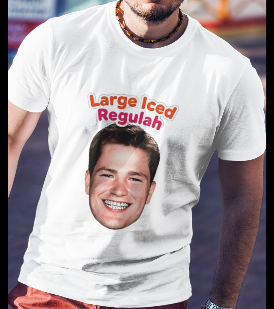 Large Iced Regulah Drake Maye Patriots Team Face T-Shirt