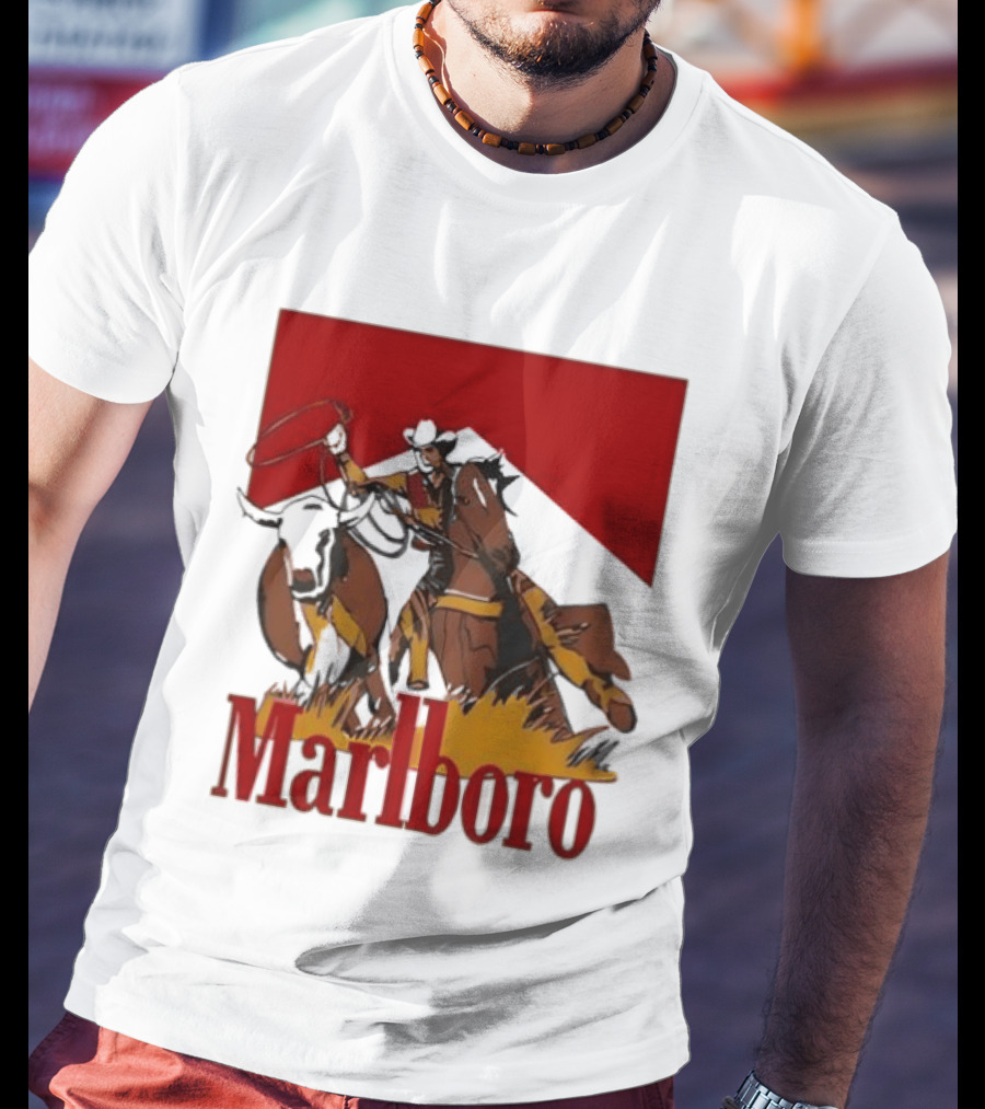 Marlboro Cowboy With Lasso Riding Horse Rugged Outdoors Adventure T-Shirt