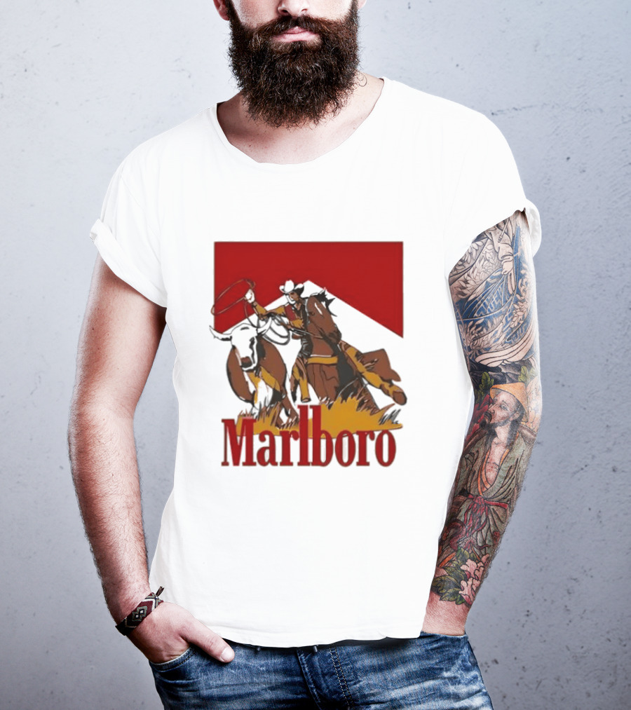 Marlboro Cowboy With Lasso Riding Horse Rugged Outdoors Adventure T-Shirt