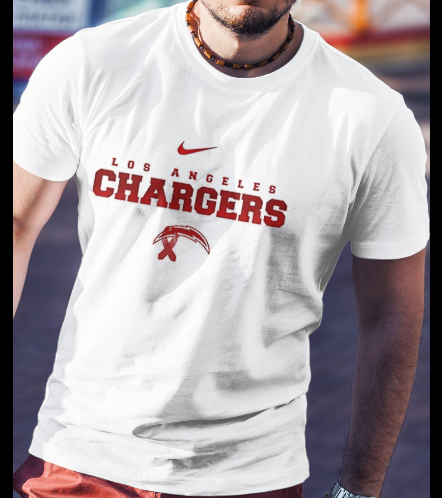 Los Angeles Chargers February Red American Heart Month Nike Collaboration T-Shirt