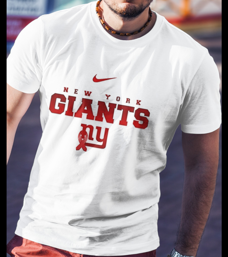 New York Giants Red February American Heart Month Nike Collaboration T-Shirt