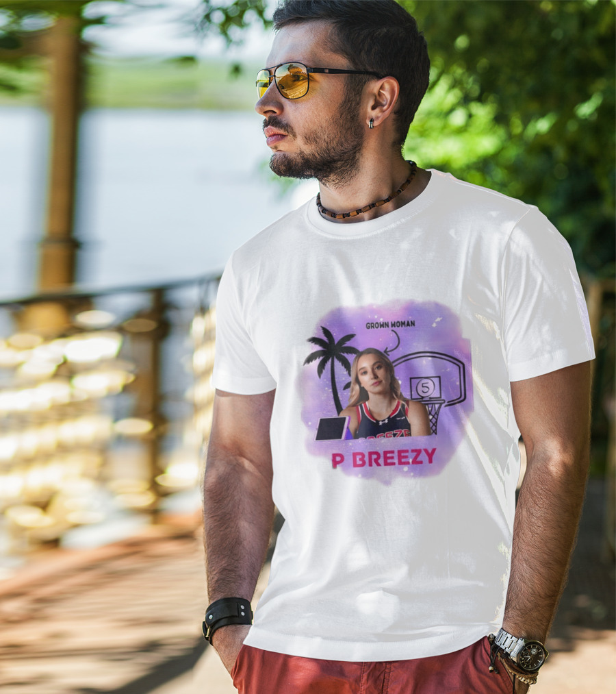 Grown Woman P Breezy Basketball Palm Tree T-Shirt