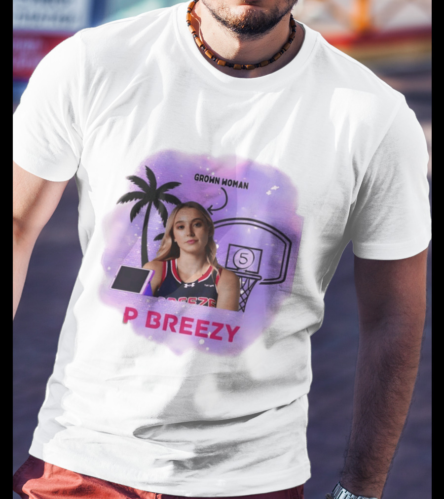Grown Woman P Breezy Basketball Palm Tree T-Shirt