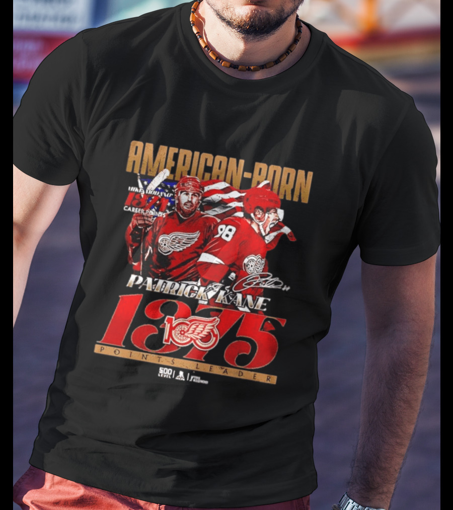 American Born Patrick Kane Detroit Red Wings 1375 Points Career Leader T-Shirt