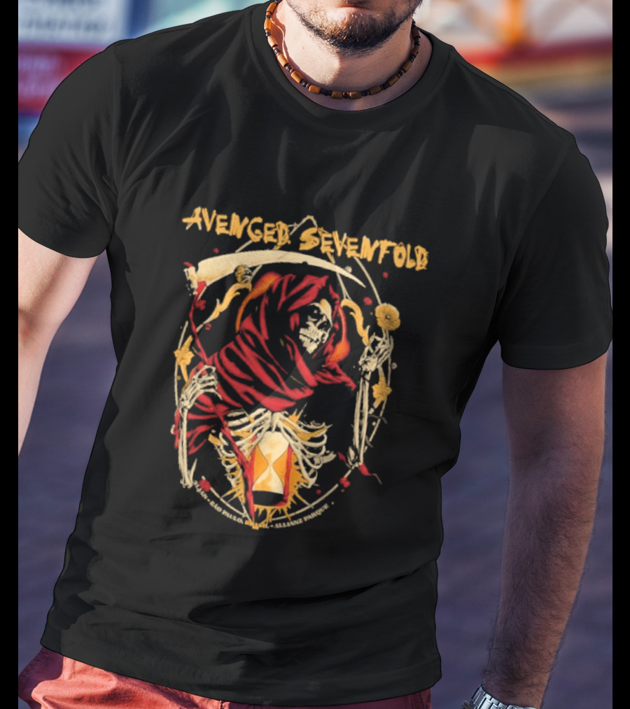 Avenged Sevenfold São Paulo January 31 2026 Event Skull And Hourglass T-Shirt