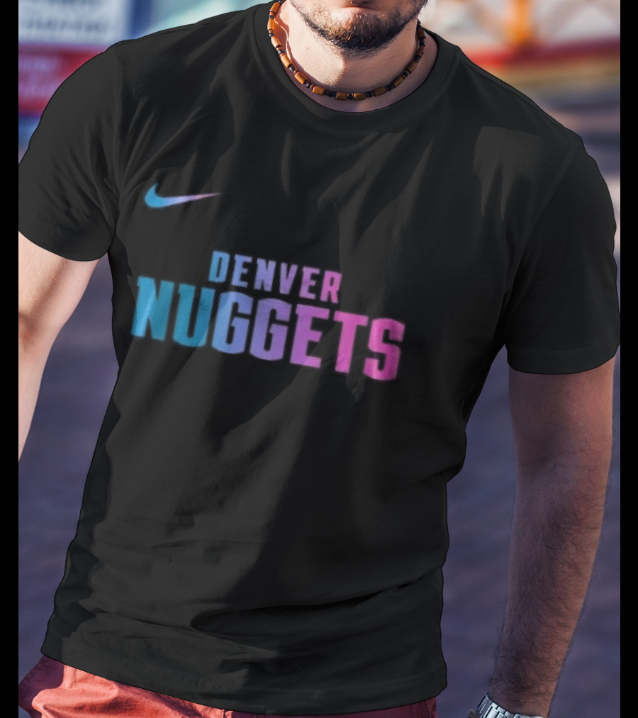 Nike Denver Nuggets Cyberpunk Style Retro Neon T-Shirt