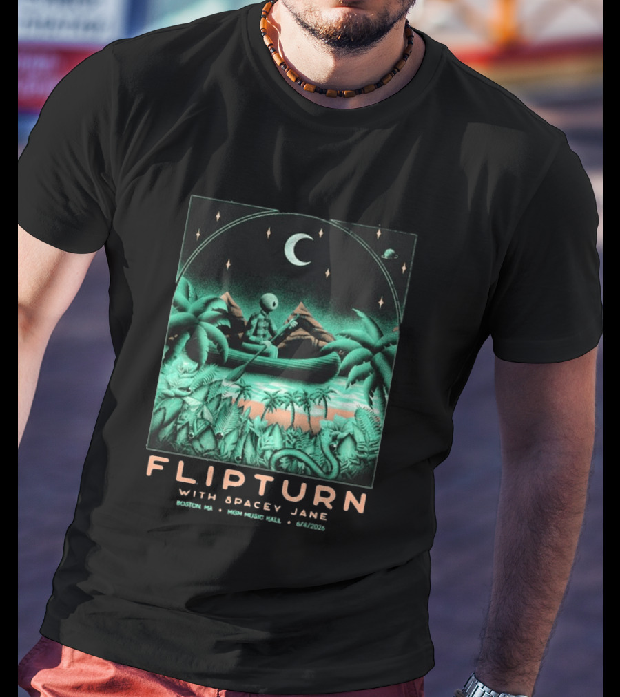 FLIPTURN With Spacey Jane MGM Music Hall Boston 6 4 2026 Art Alien Canoe Scene T-Shirt