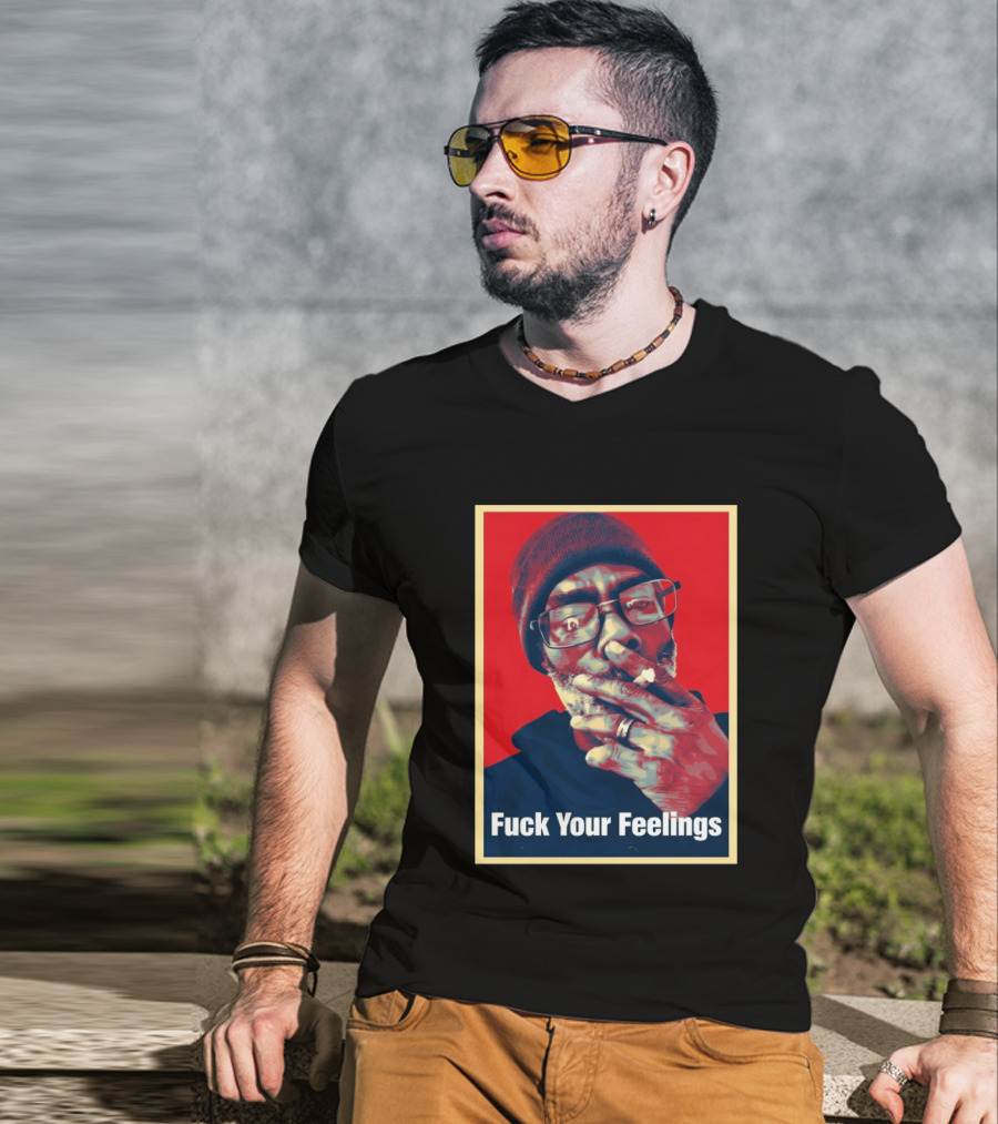 Uncle Clif Fuck Your Feelings Smoking Glasses Beanie Red T-Shirt