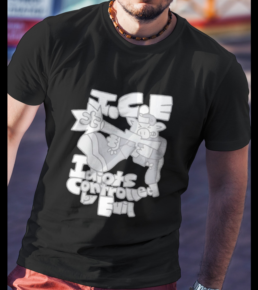 I.C.E Idiots Controlled By Evil Shooter Character With Gun T-Shirt